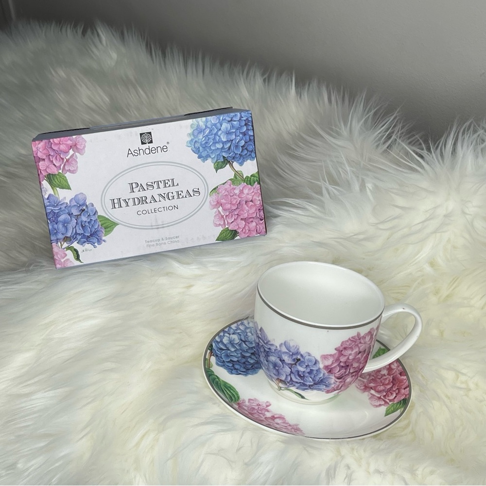 Ashdene Pastel Hydrangeas Collection Floral Tea Cup Mug, Saucer Fine China Set